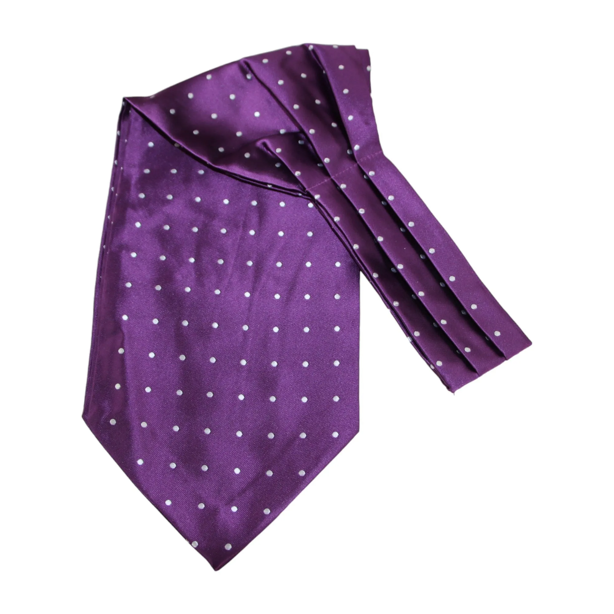 Mens Purple & Silver Small Polka Dot Cravat