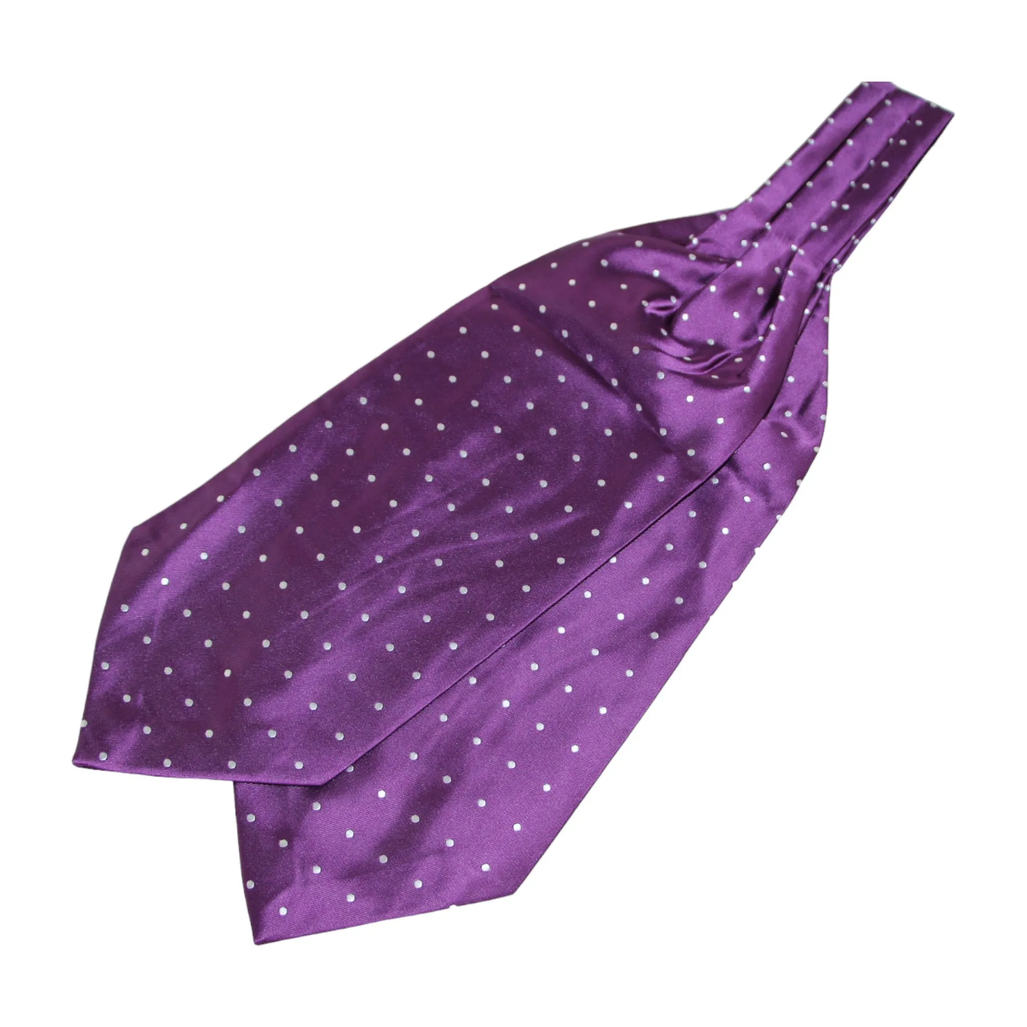 Mens Purple & Silver Small Polka Dot Cravat