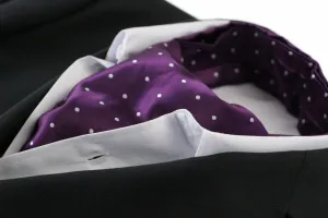 Mens Purple & Silver Small Polka Dot Cravat