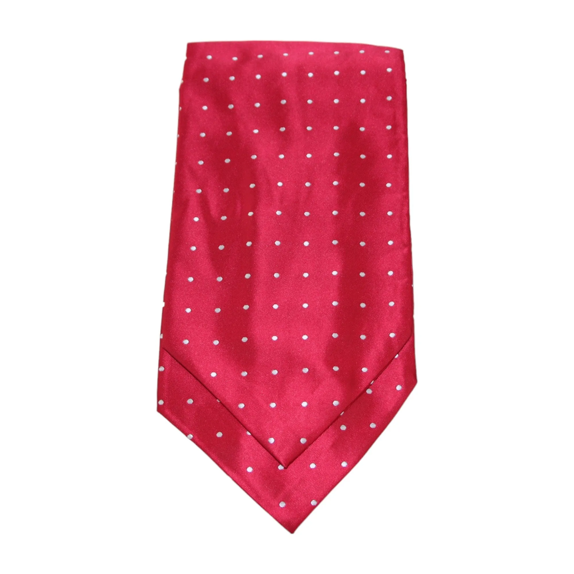 Mens Red & Silver Small Polka Dot Cravat