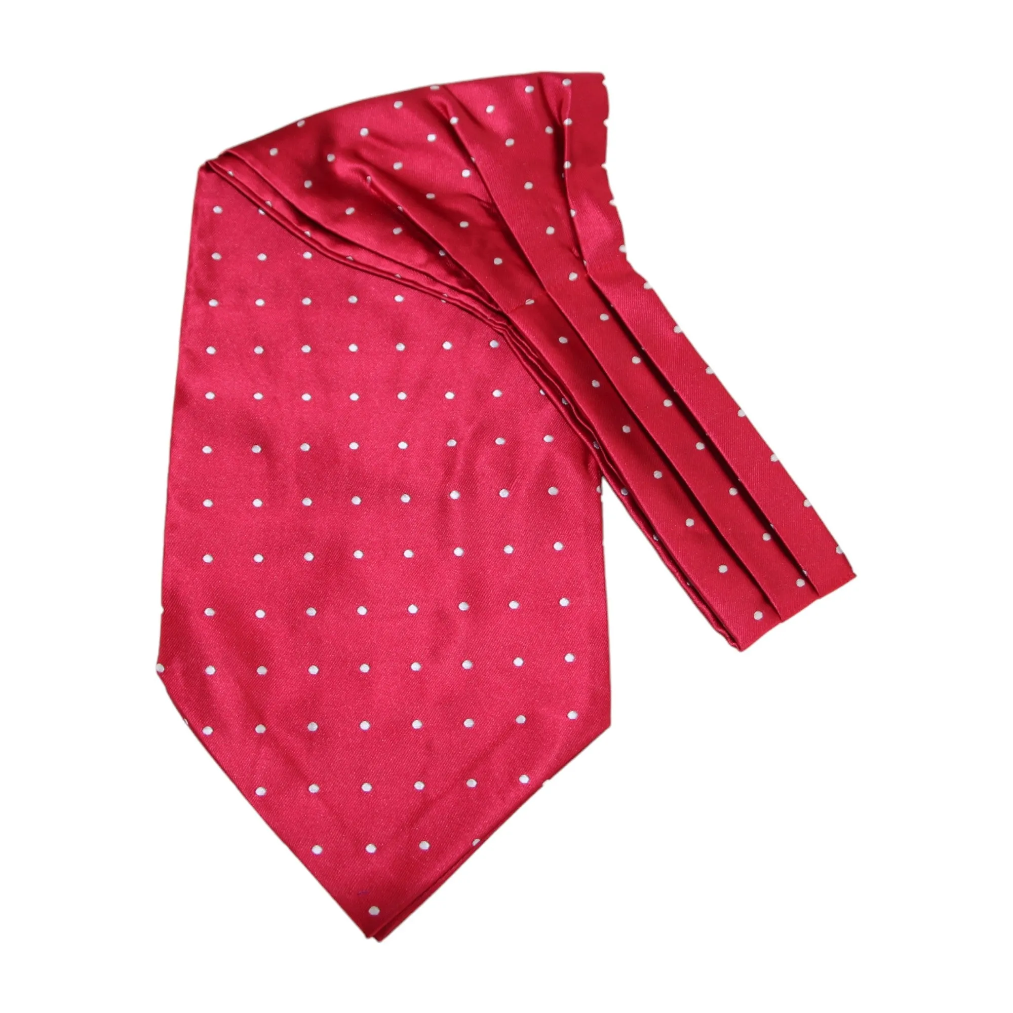 Mens Red & Silver Small Polka Dot Cravat