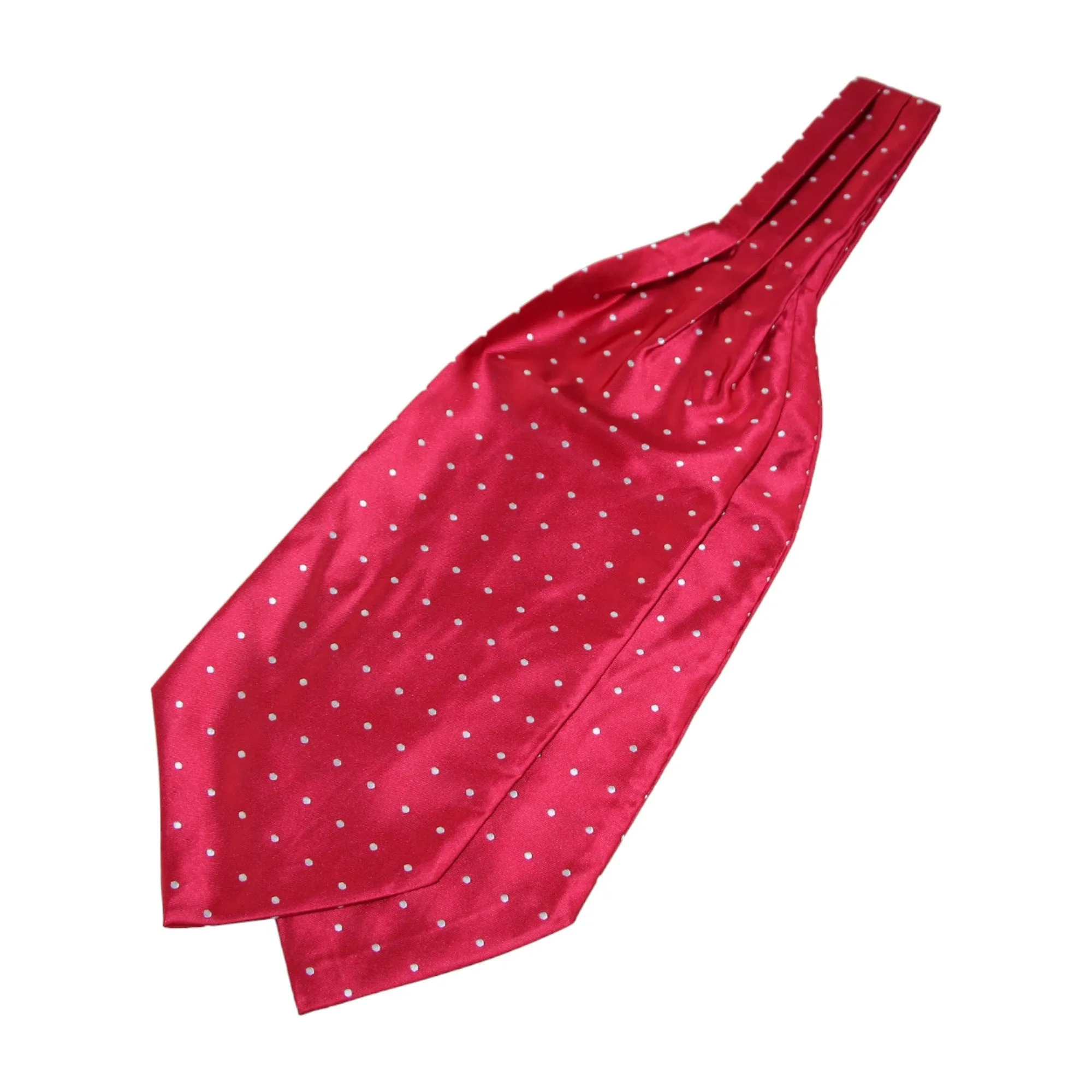 Mens Red & Silver Small Polka Dot Cravat