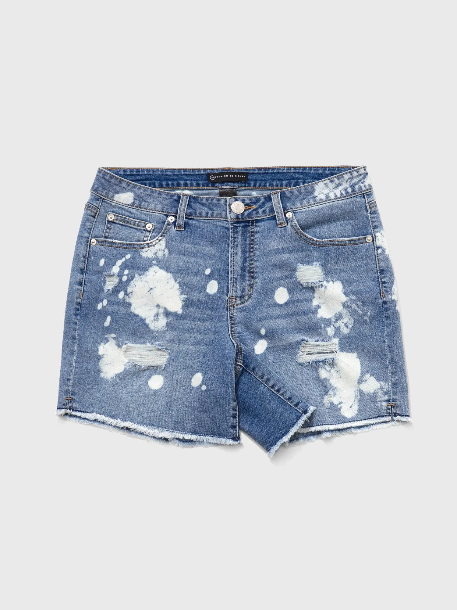 Mid-Rise Paint Splatter Shorts