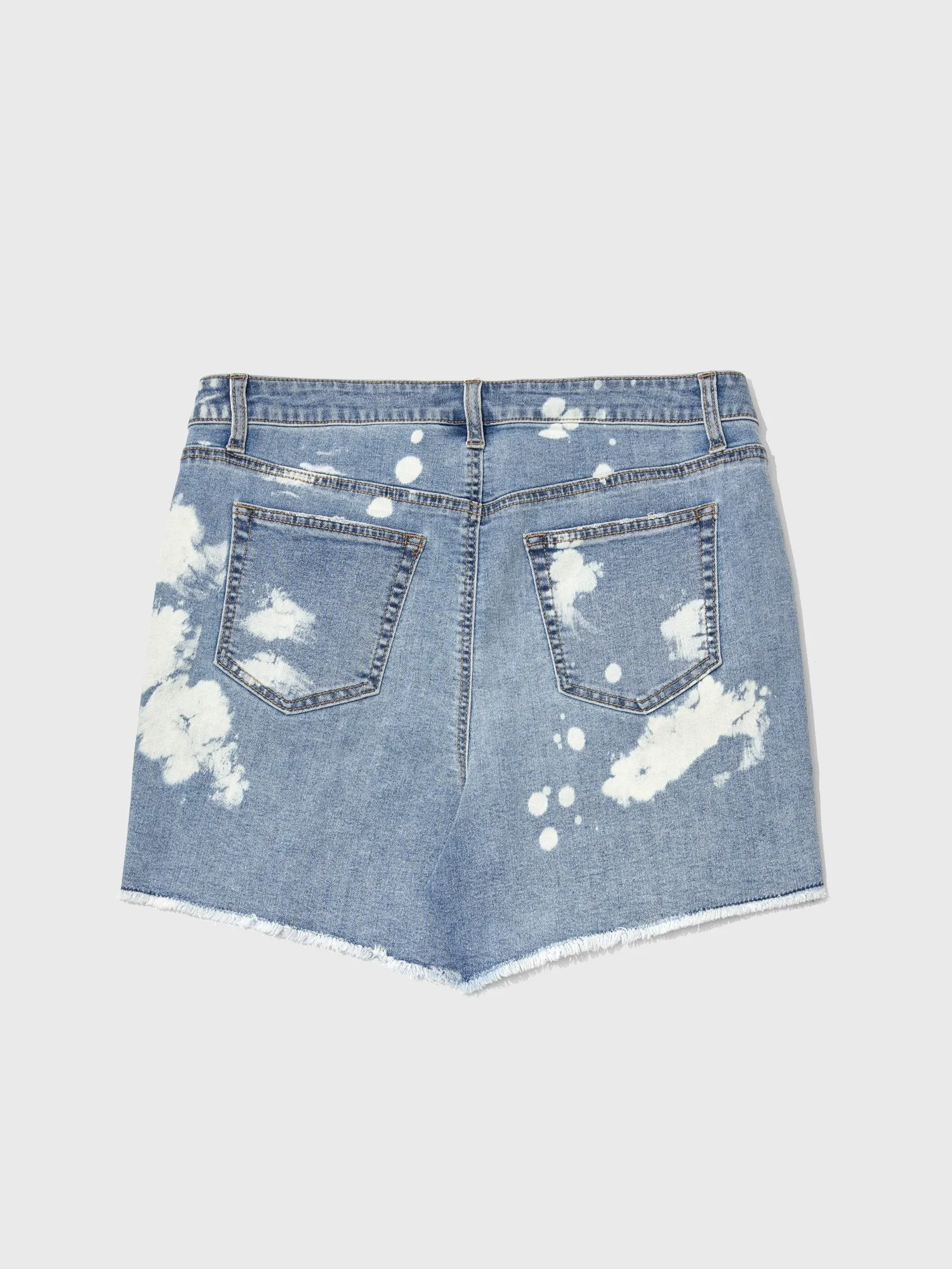 Mid-Rise Paint Splatter Shorts