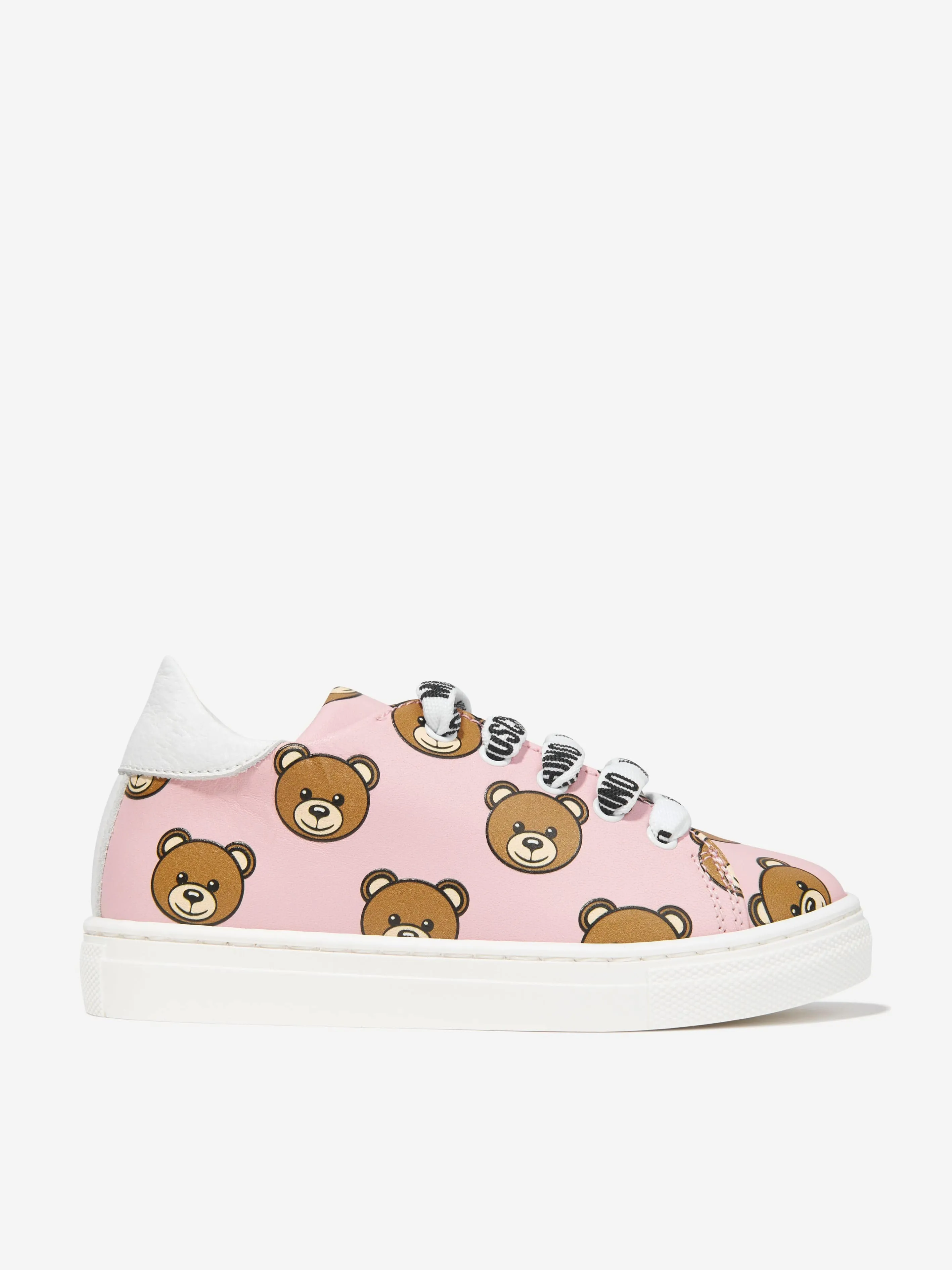 Moschino Girls Leather Lace Up Teddy Bear Trainers