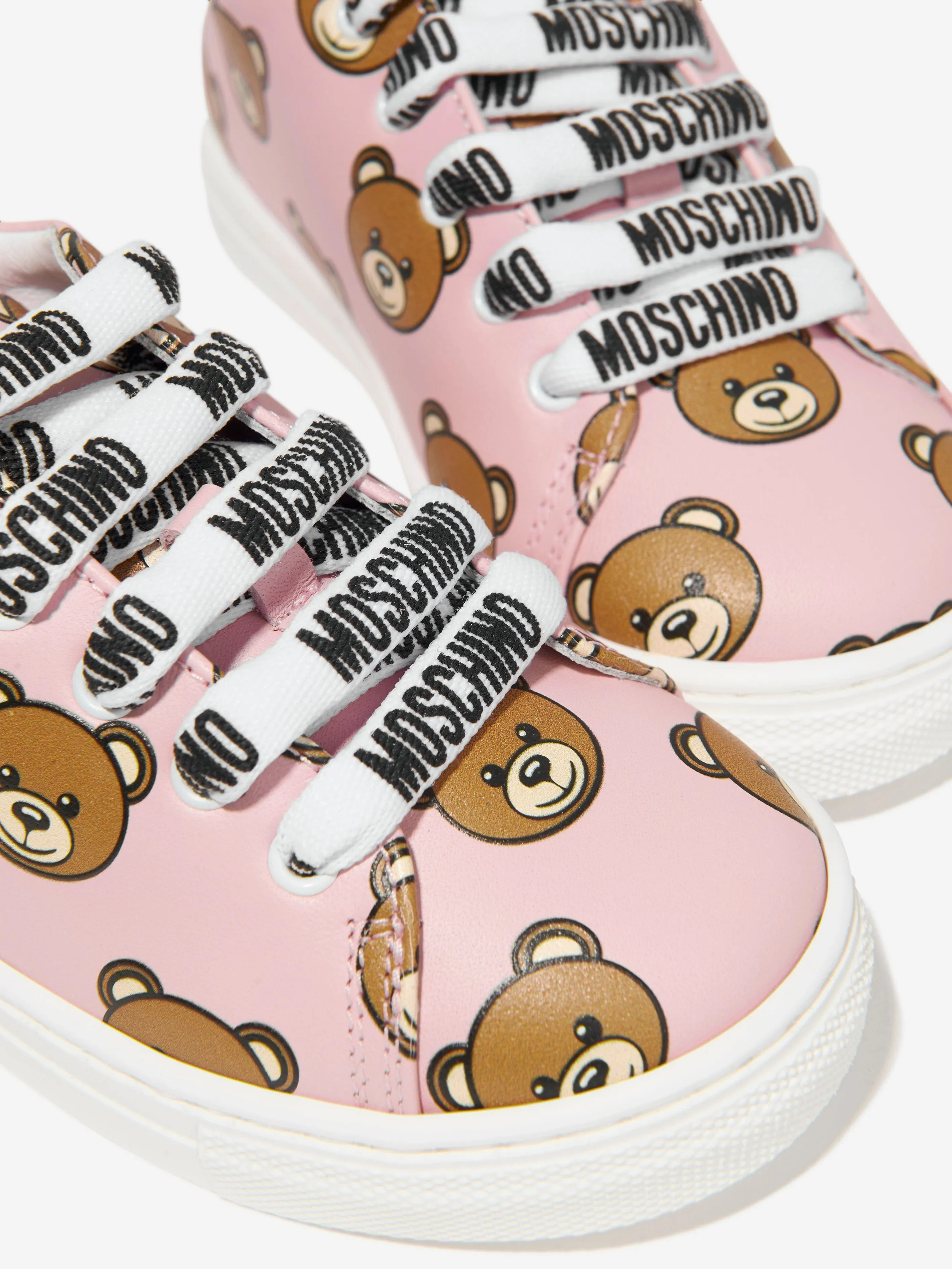 Moschino Girls Leather Lace Up Teddy Bear Trainers