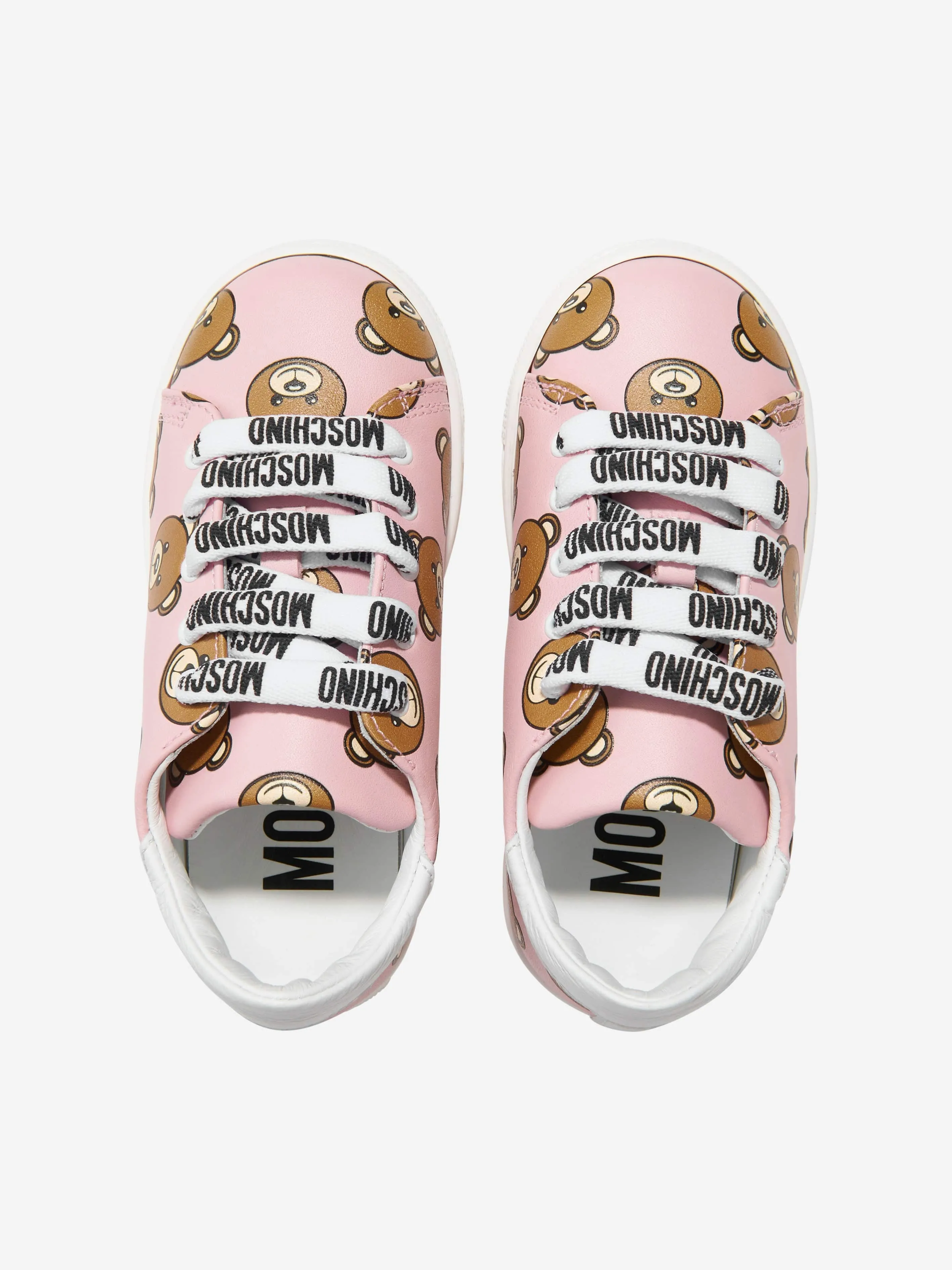 Moschino Girls Leather Lace Up Teddy Bear Trainers