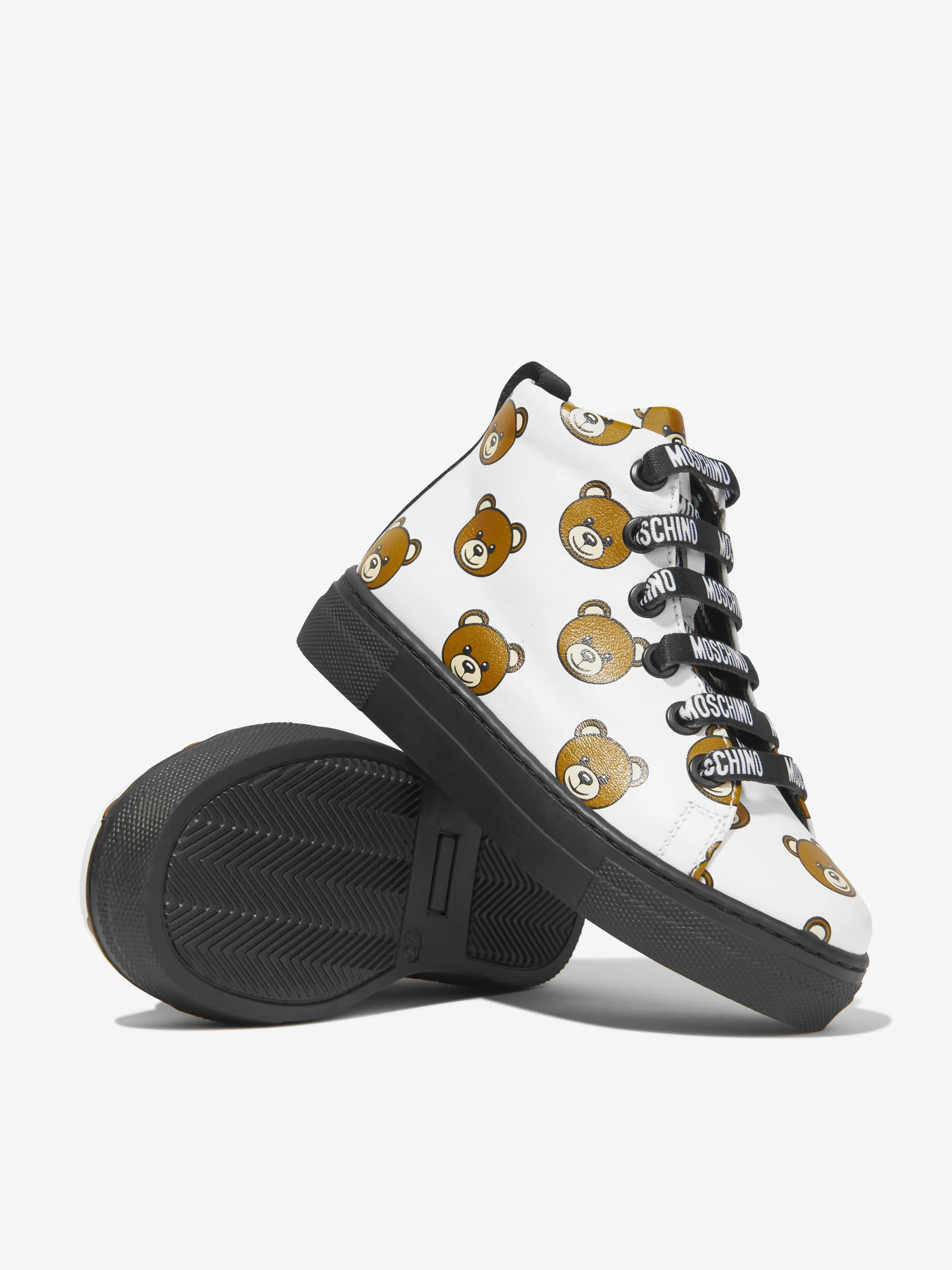 Moschino Kids Leather Teddy Bear High Top Trainers