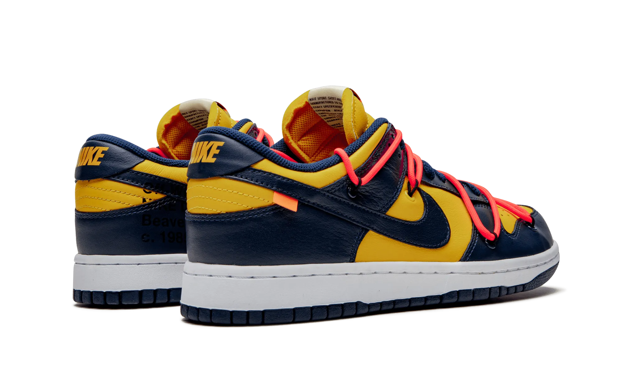 NIKE X OFF WHITE DUNK LOW UNIVERSITY GOLD / NAVY