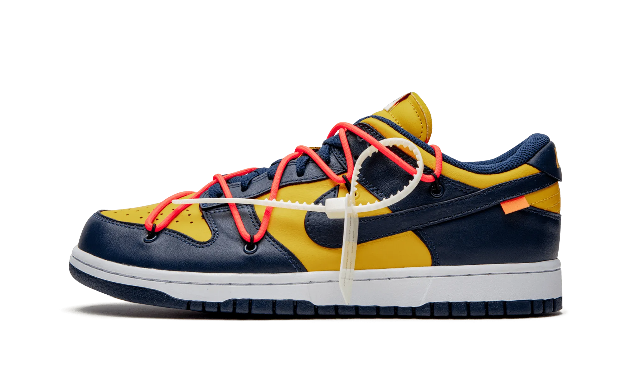 NIKE X OFF WHITE DUNK LOW UNIVERSITY GOLD / NAVY