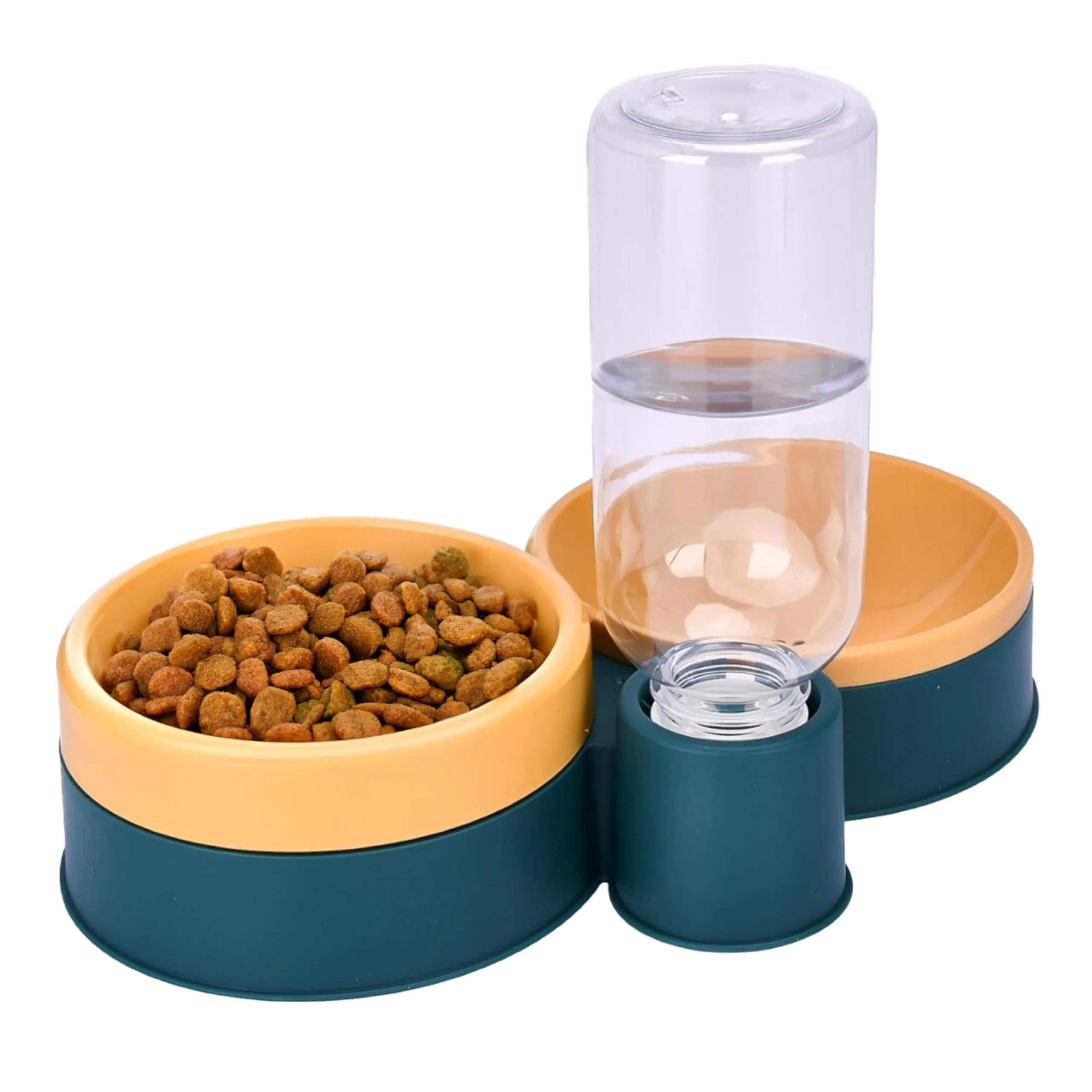 Pet Food & Water Dispenser - 2-In-1 17oz Gravity-Fed Bowl For Dogs & Cats - Easy