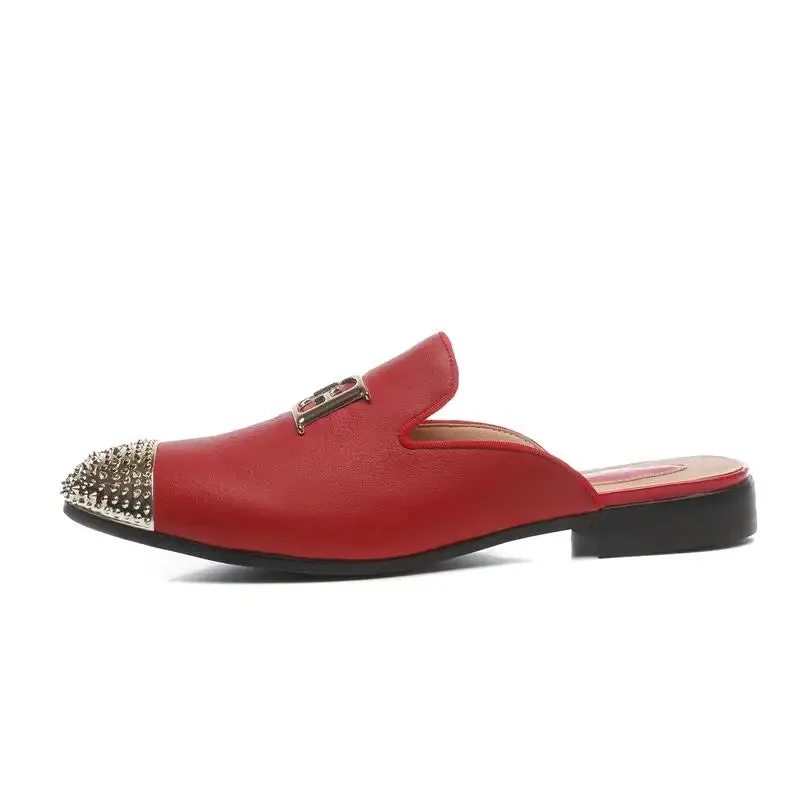 Rivet Toe Metal Appliques Mules Shoes