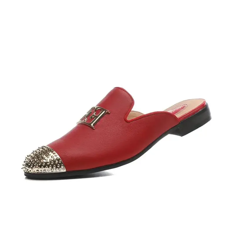 Rivet Toe Metal Appliques Mules Shoes