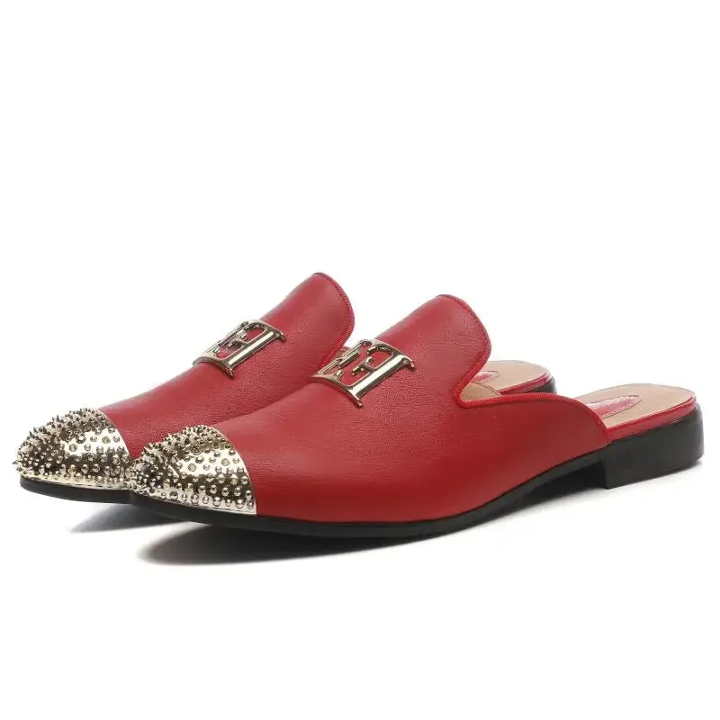 Rivet Toe Metal Appliques Mules Shoes