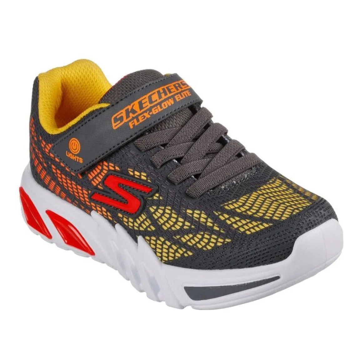 Skechers Boys Light Ups S Lights Flex Glow Elite Vorlo Charcoal Multi