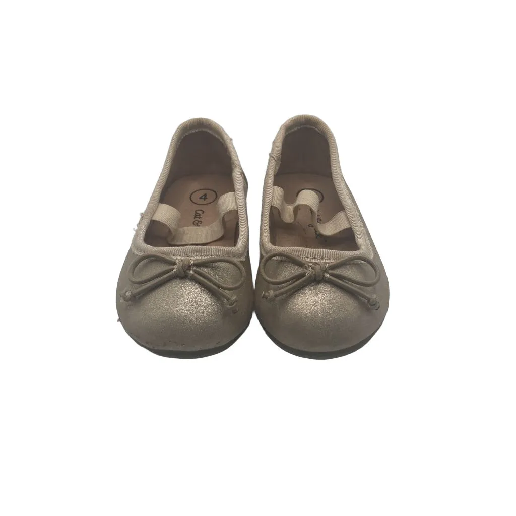 Slip-On Flats w/Bow, Elastic Band