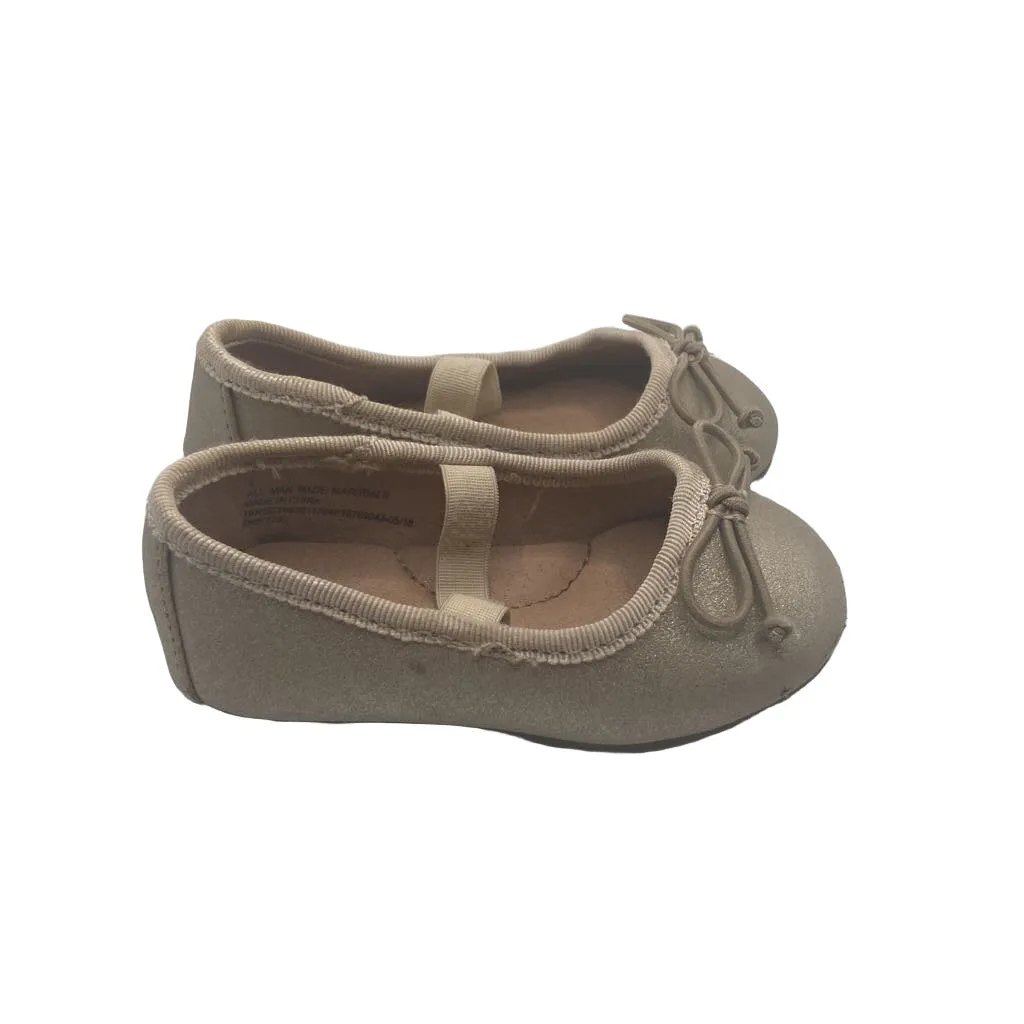 Slip-On Flats w/Bow, Elastic Band