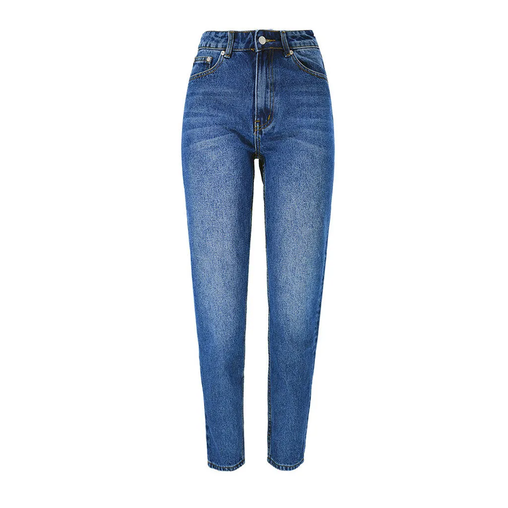 Street Style High Waist Faded Trim Skinny Leg Jeans - Blue