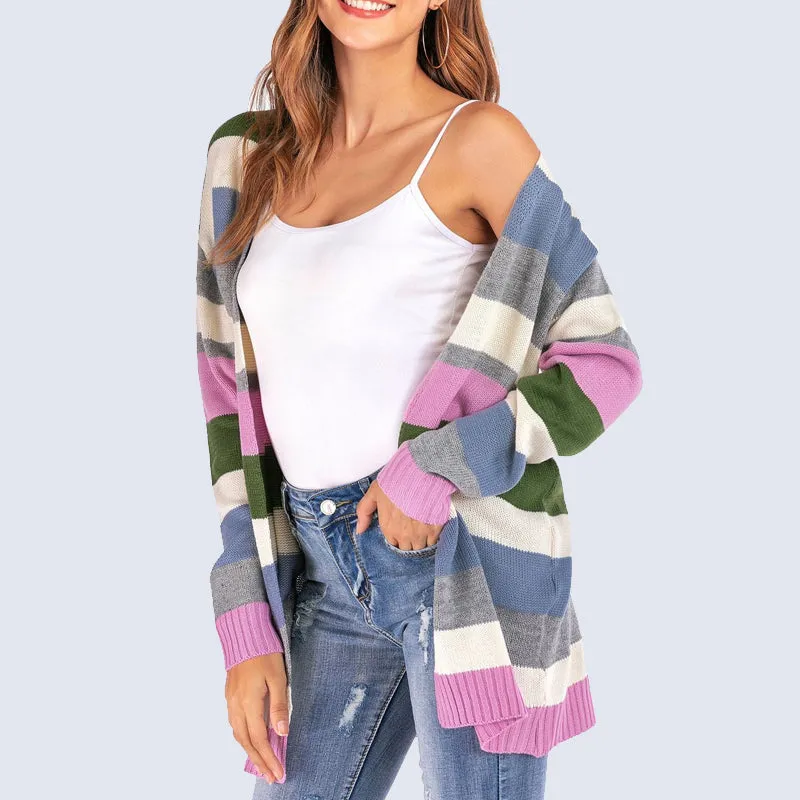 Striped Loose Cardigan Sweater