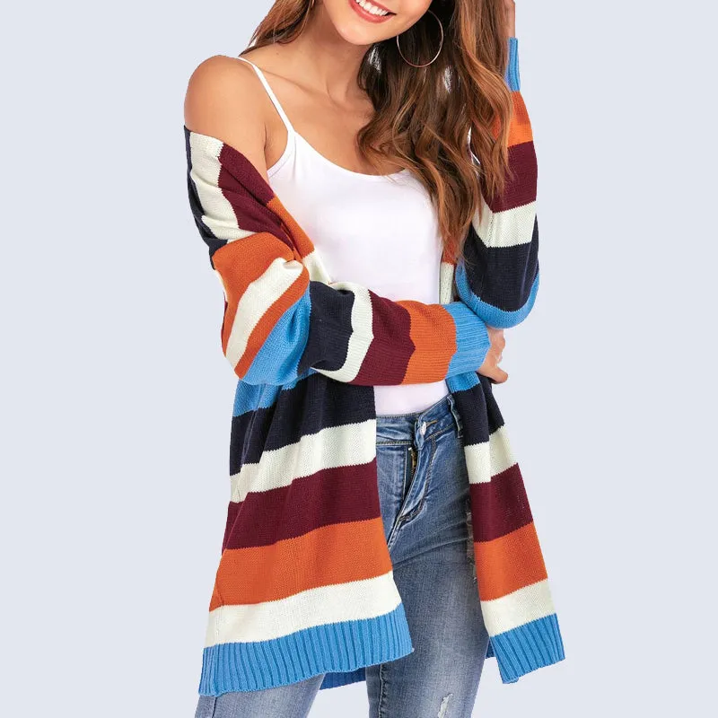 Striped Loose Cardigan Sweater