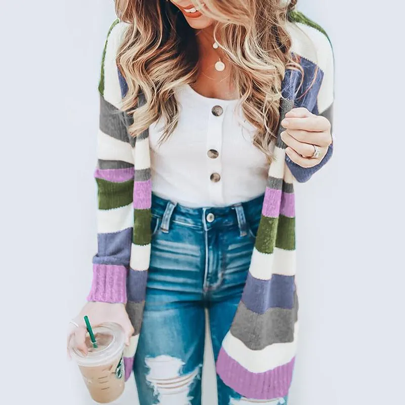 Striped Loose Cardigan Sweater