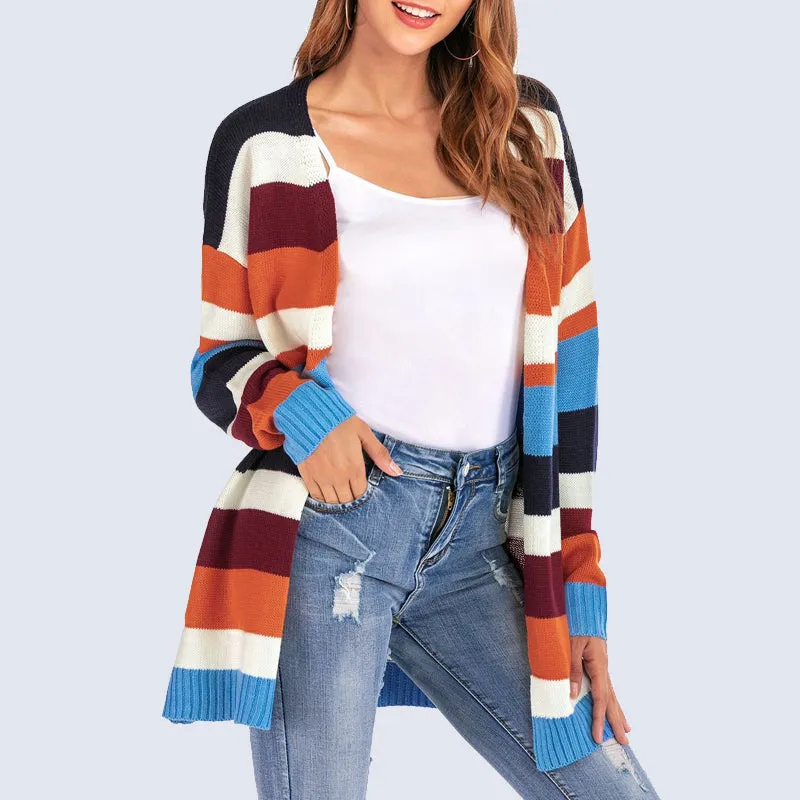 Striped Loose Cardigan Sweater