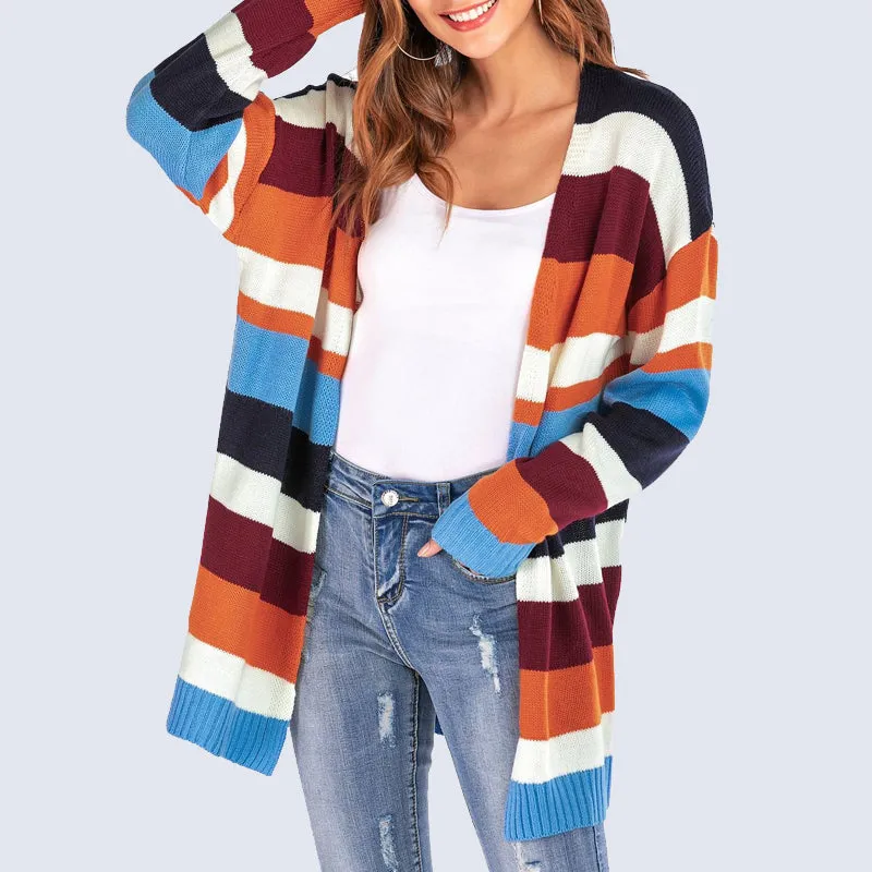 Striped Loose Cardigan Sweater