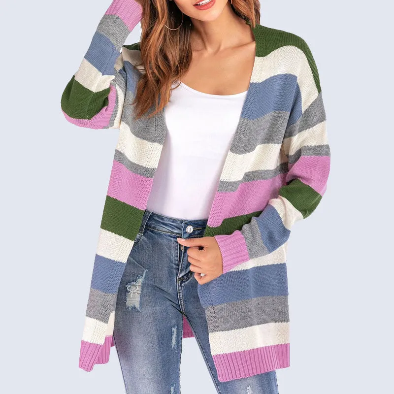 Striped Loose Cardigan Sweater