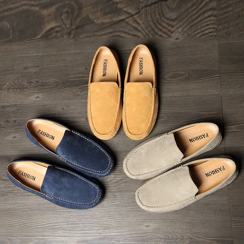 Suede Leather Round Toe Loafers