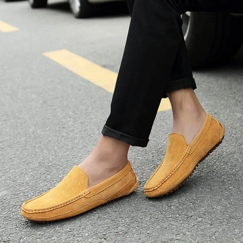 Suede Leather Round Toe Loafers