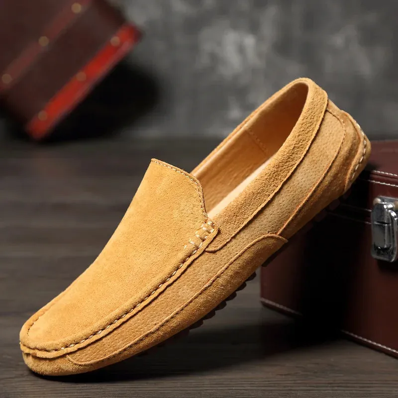 Suede Leather Round Toe Loafers