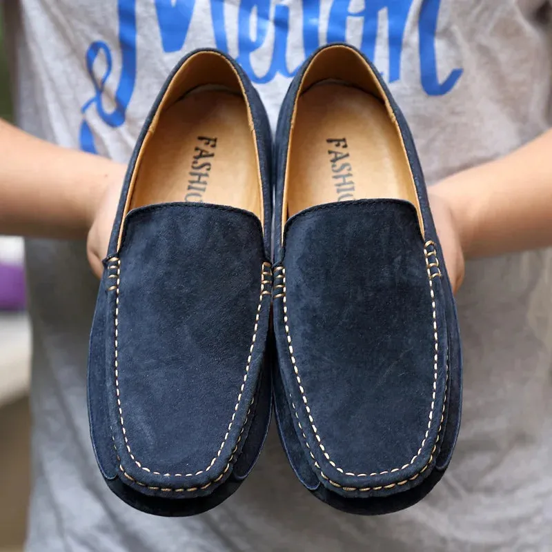 Suede Leather Round Toe Loafers