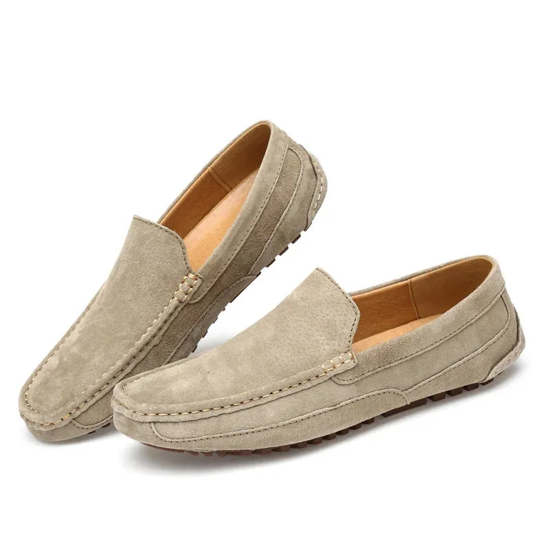 Suede Leather Round Toe Loafers