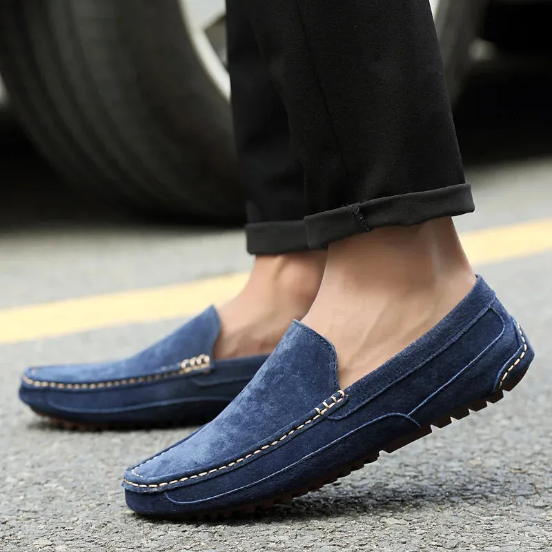 Suede Leather Round Toe Loafers