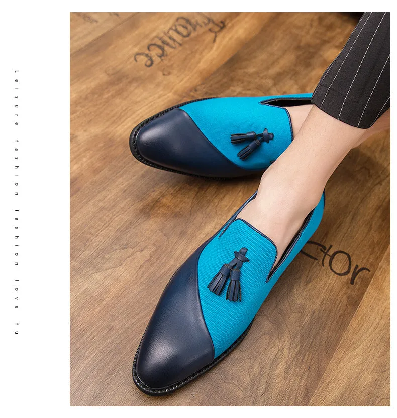 Tassel Two-Tone Leather Loafers Shoes