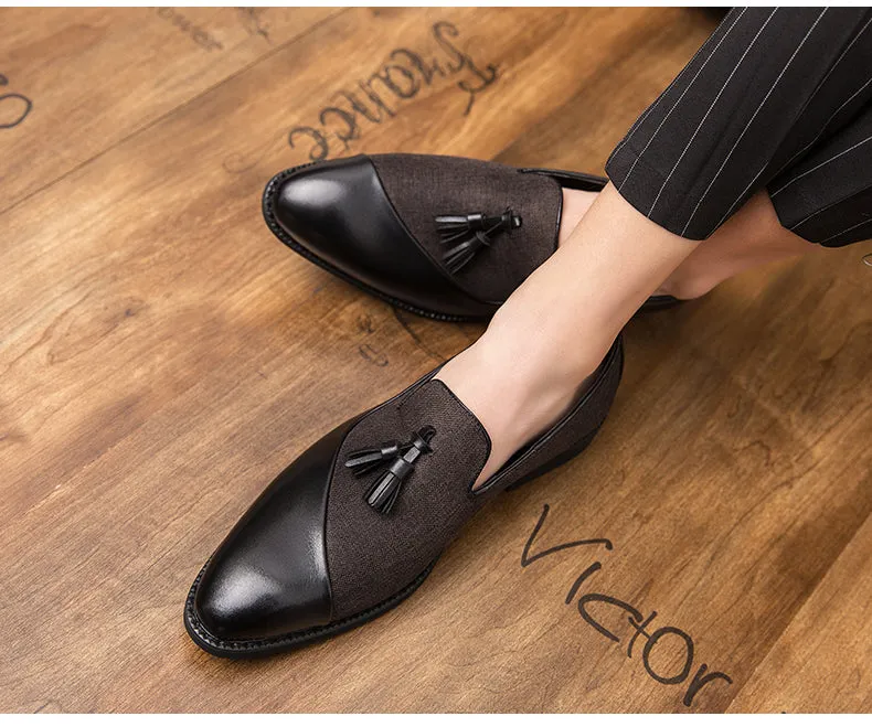 Tassel Two-Tone Leather Loafers Shoes