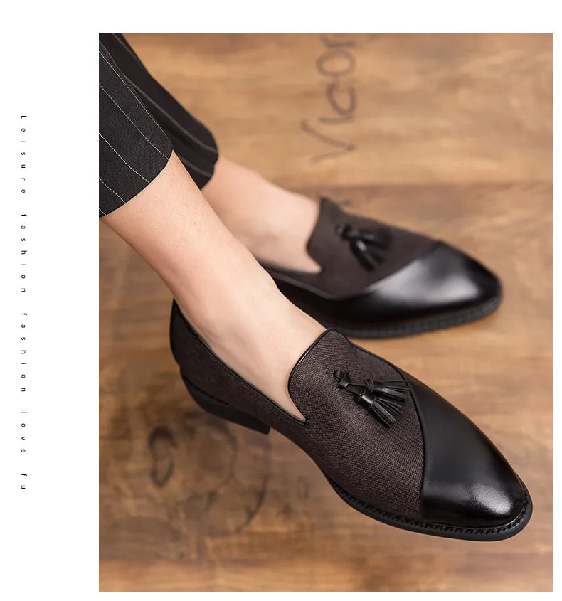 Tassel Two-Tone Leather Loafers Shoes