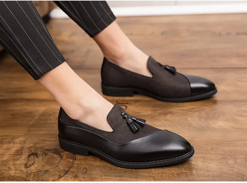 Tassel Two-Tone Leather Loafers Shoes