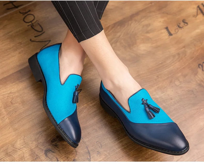 Tassel Two-Tone Leather Loafers Shoes