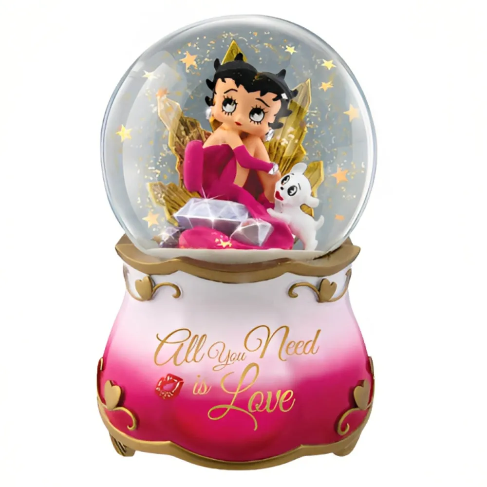 The Bradford Exchange Betty Boop™ Illuminated Glitter Globe Collection Issue #2: 'All You Need Is Love' Hand-Painted Collectible Globe with Glittery Red Dress and Pudgy 6-Inches