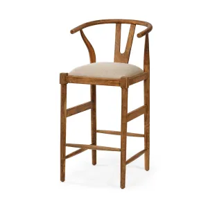 Trixie Bar Counter Stool Cream Fabric | Brown Wood | Bar