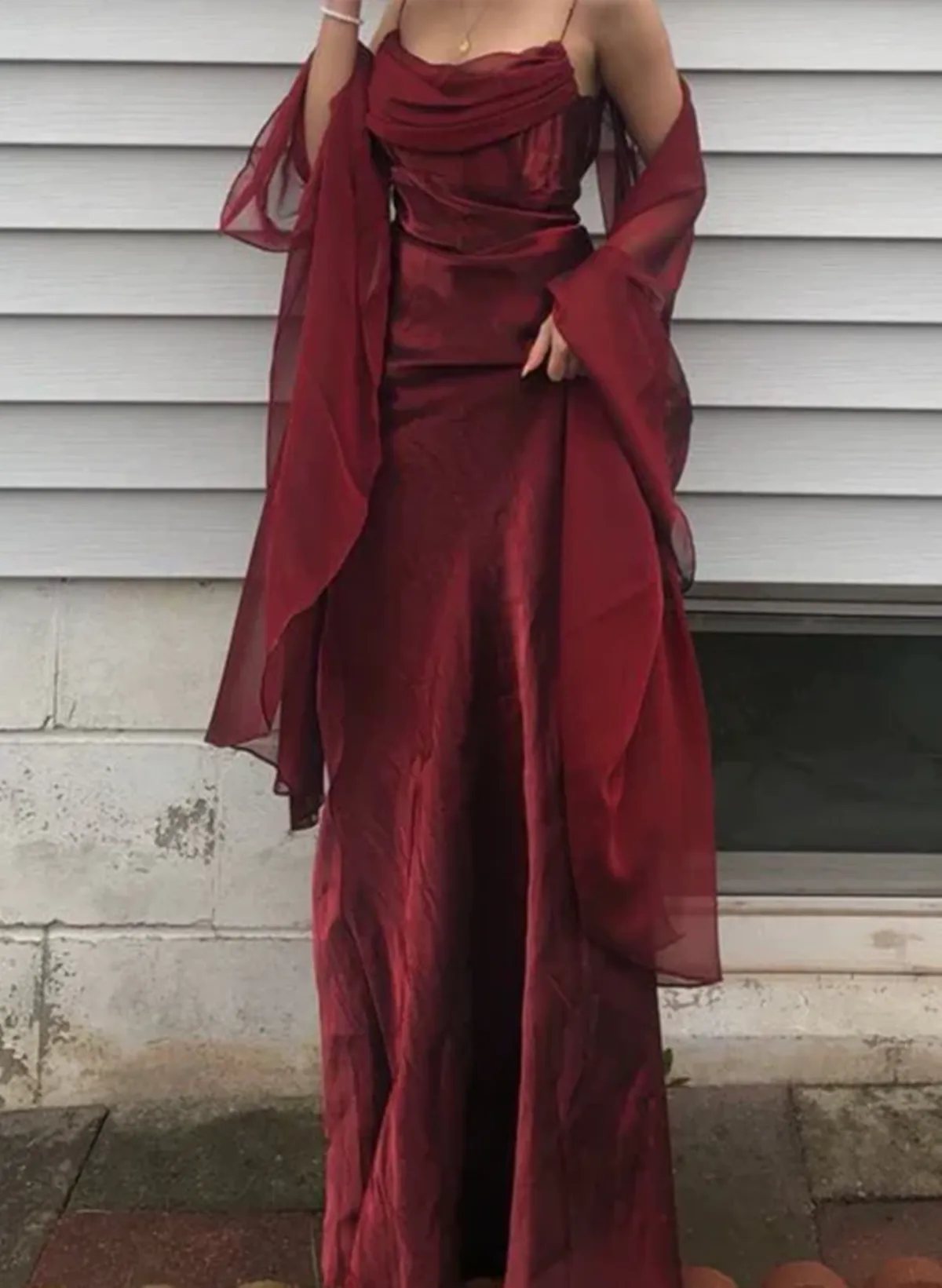 Wine Red Long  Spaghetti Straps Simple Prom Dress, Wine Red Long Formal Dress