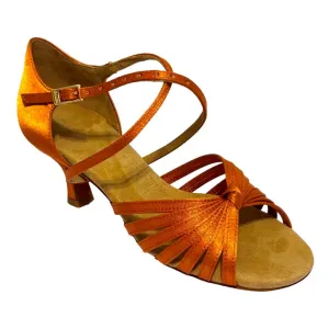 Women's Latin Dance Shoes, 2215 Irina, Gold Cedar Satin, Heel 6cm Flare W