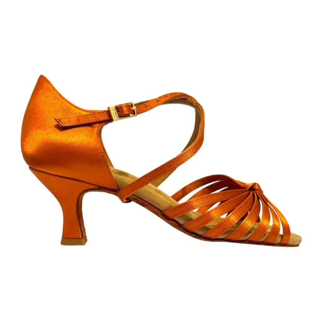 Women's Latin Dance Shoes, 2215 Irina, Gold Cedar Satin, Heel 6cm Flare W